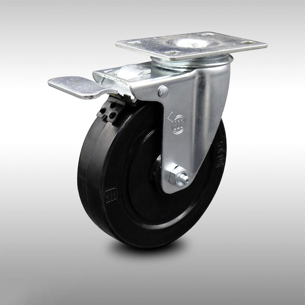 Service Caster 5 Inch SS Soft Rubber Top Plate Caster with Total Lock Brake SCC-SSTTL20S514-SRS - main